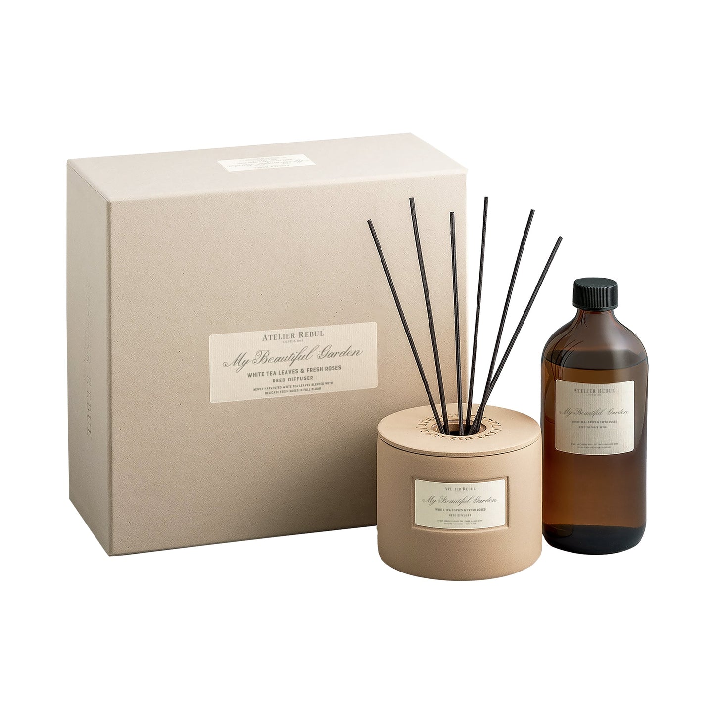 All - WHITE TEA LEAVES & FRESH ROSES REED DIFFUSER 450 ML - Atelier Rebul UK